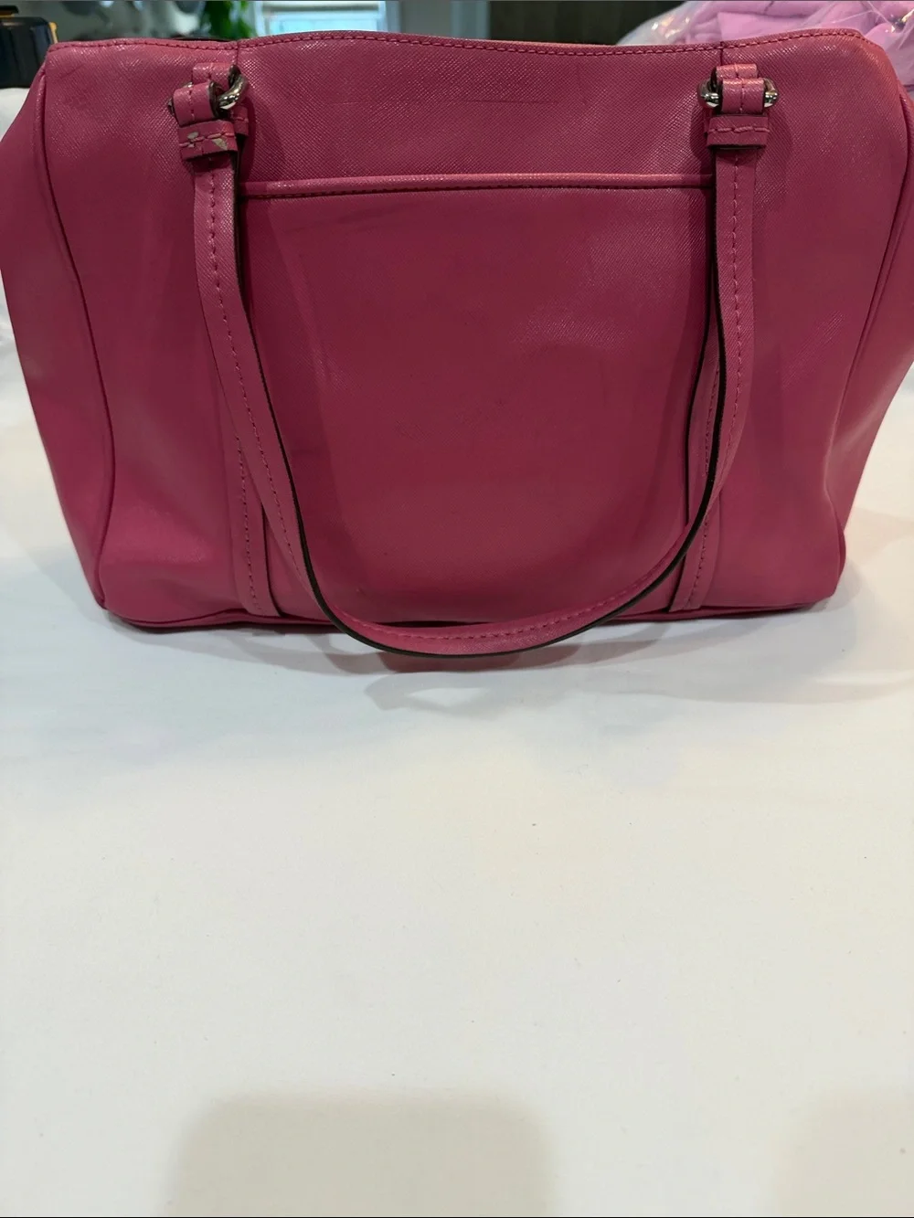 Coach Hot Pink Shoulder Bag with Floral Charm